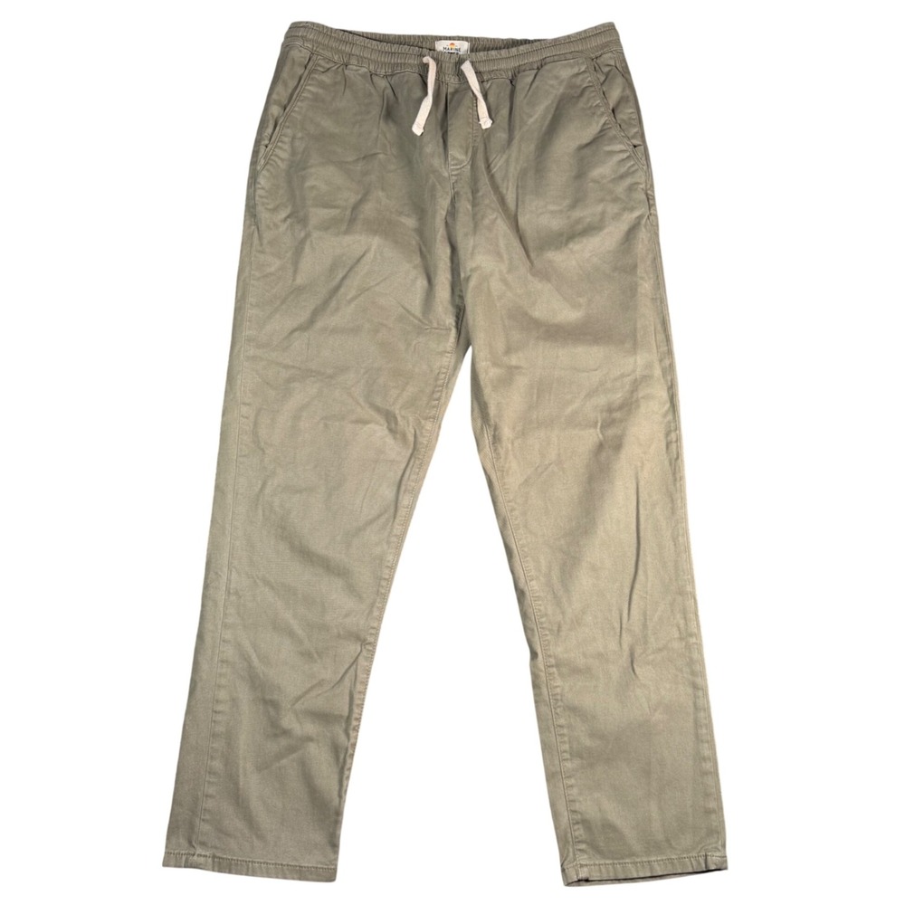 Marine Layer Saturday Pants Mens Large Olive Green Drawstring Chino Trousers